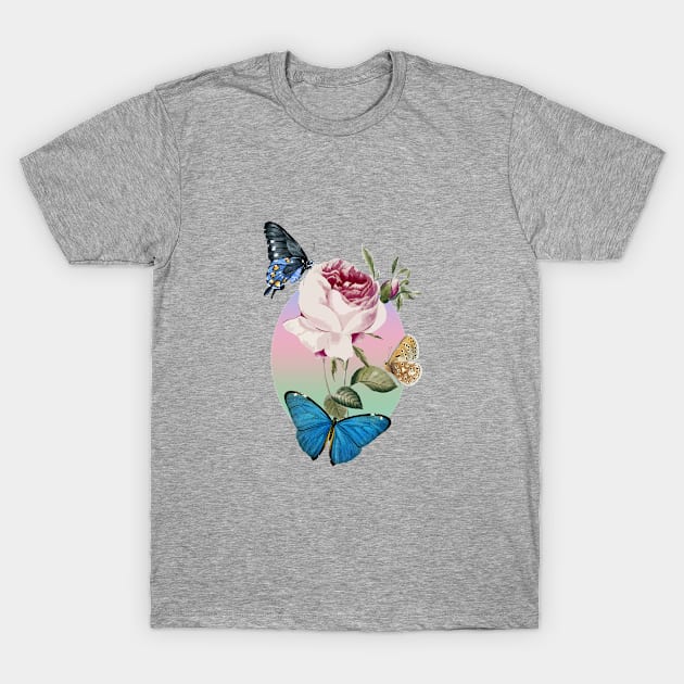 Beautiful Rose With Butterflies T-Shirt by Gabi_Faveri